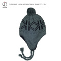 Chapeau tricoté acrylique chaud tricoté toque earflap tricoté chapeau Bobble oreille rabat beanie chapeau